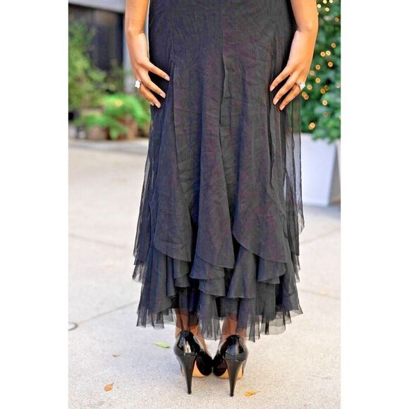 Casadei Dress Size Small Black Lace Mesh Vintage Bodycon Maxi Gown - Picture 6 of 9